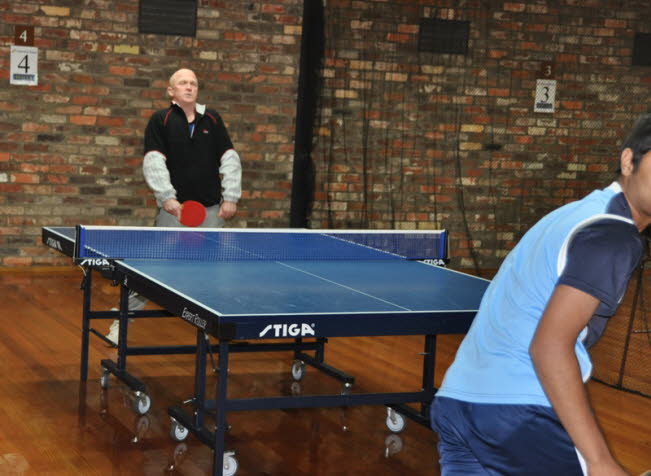 Neil Chilver pumping himself up in preparation for Vraj Patel